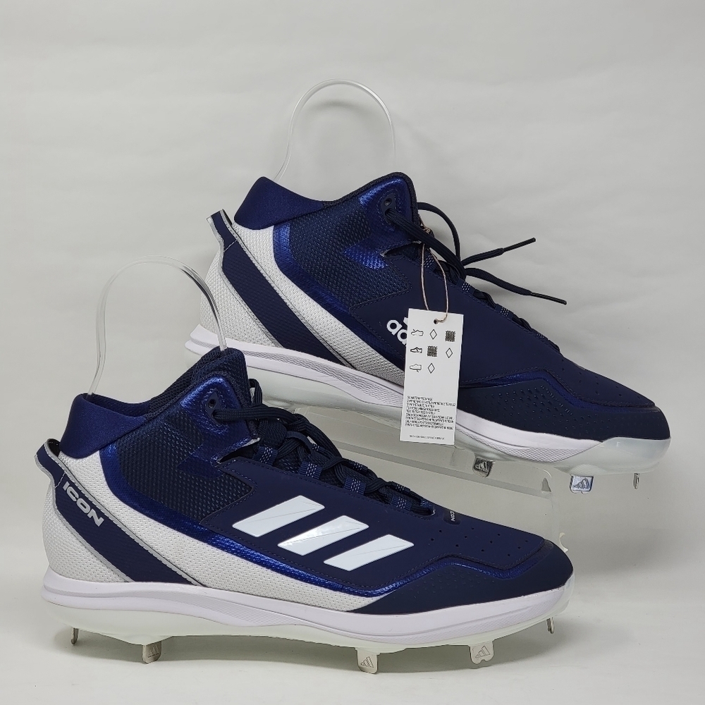 Adidas Mens Icon 7 Mid Blue White Baseball Metal Cleats S23892 Size 13 New